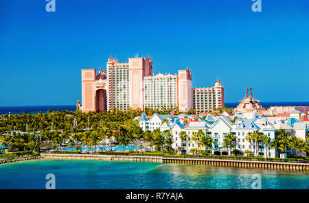 NASSAU, Bahamas - mars 9. 2016 : l'Atlantis Paradise Island Resort, situé dans les Bahamas . Le coût de 800 millions de dollars resort apportent à la vie le mythe et légende de la cité perdue d'Atlantis. Banque D'Images