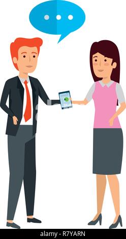 Couple talking business illustration design vecteur caractères avatars Illustration de Vecteur