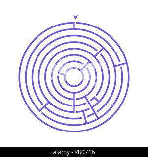 Ronde simple labyrinthe labyrinthe jeu pour enfants. L'un des puzzles de la série d'énigmes pour enfants Illustration de Vecteur