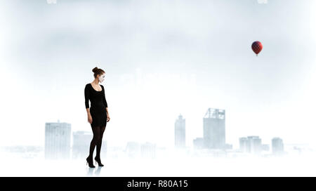 Jeune femme mime. Technique mixte Banque D'Images