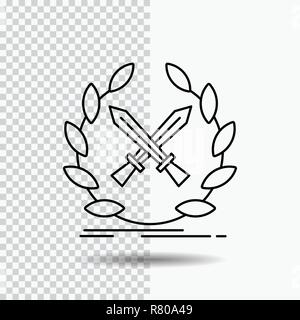 Bataille, emblème, jeu, étiquette, l'icône de la ligne épées sur fond transparent. Icône noire Vector Illustration Illustration de Vecteur