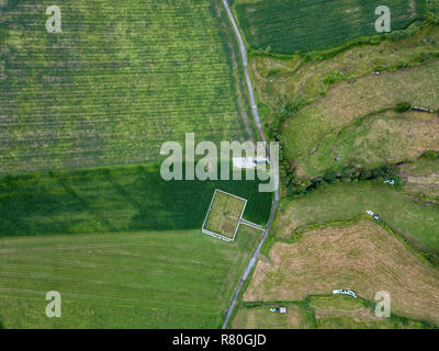 Vue aérienne des terres agricoles près de Sete Cidades à Sao Miguel, Açores. Banque D'Images