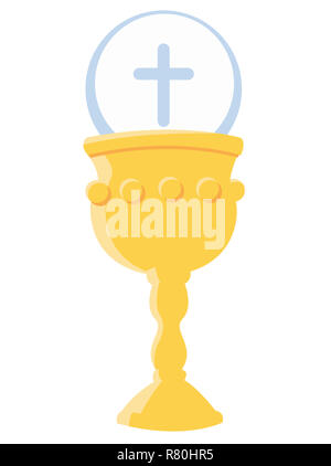 Sainte eucharistie première communion Golden Chalice foi Jésus illustration Banque D'Images