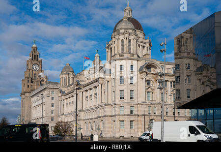 Les trois grâces, Pier Head, Liverpool. Image prise en novembre 2018. Banque D'Images