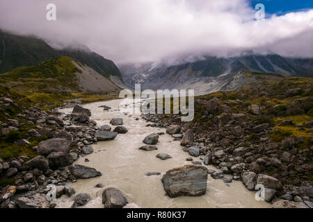 Hooker Valley track. Fleuve Tasman Banque D'Images