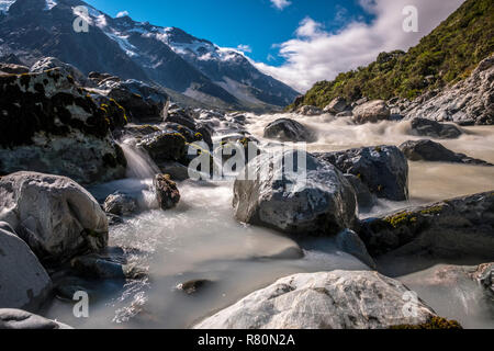 Hooker Valley track. Fleuve Tasman Banque D'Images