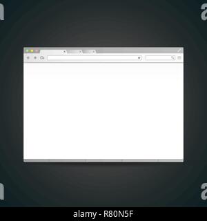 Vector blank open web browser window frame modèle avec boutons de navigation illustration réaliste avec la maquette design ombre isolé sur dark background Illustration de Vecteur