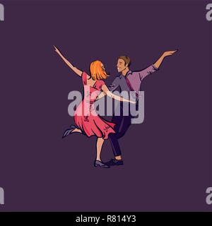 Couple dancing swing ou rock and roll, vector illustration Illustration de Vecteur