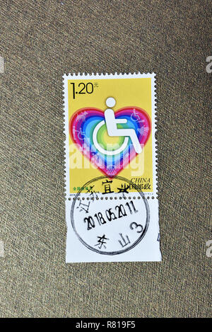 Chine - circa 2018 : timbres un imprimé en Chine montre 2018-12 Journée nationale pour les handicapés, vers 2018. Banque D'Images