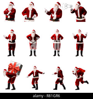 Santa Clauses sur fond blanc Banque D'Images