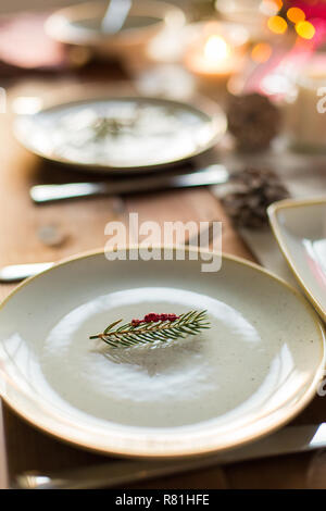 Tableau a servi pour le dîner de Noël à la maison Banque D'Images