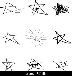 Vector illustration simple d'étoiles dans la collection de neuf. Dessin d'enfant. Illustration de Vecteur