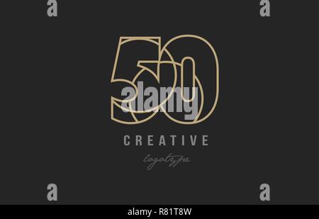 Nombre d'or noir et jaune 50 logo design adapté pour une société ou entreprise Illustration de Vecteur