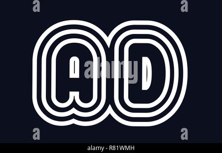Lettre alphabet noir et blanc d'une combinaison ad logo design adapté pour une société ou entreprise Illustration de Vecteur