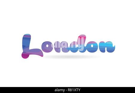 Mot de Londres avec la couleur bleu rose convient pour l'icône de carte ou typographie logo design Illustration de Vecteur