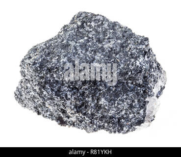 Macro photographie des eaux minérales naturelles et de matières premières - collection géologique pierre amphibolite sur fond blanc Banque D'Images