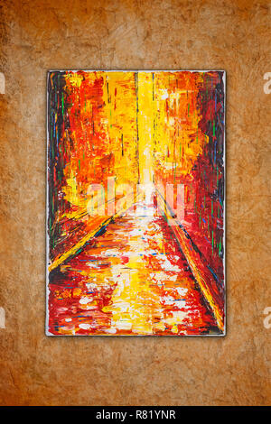 Moyen de la luminosité, la peinture d'art contemporain par Attila Hajnal, accroché au mur Banque D'Images