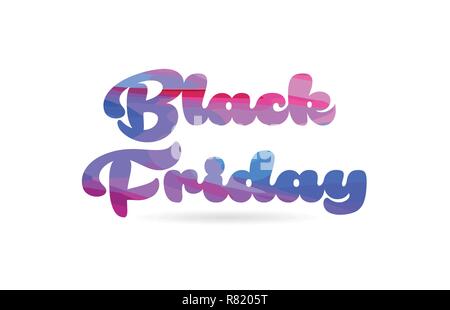 Vendredi noir couleur bleu rose avec word adapté à l'icône de carte ou typographie logo design Illustration de Vecteur