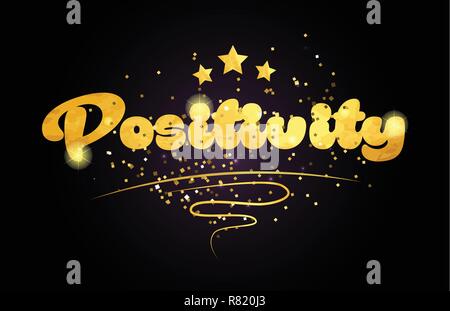 Mot de positivité avec l'étoile et la couleur d'or adapté à l'icône de carte ou typographie logo design Illustration de Vecteur