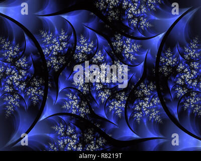 Flocons de neige fractal. Fond d'hiver avec des flocons formant des motifs en spirale Banque D'Images