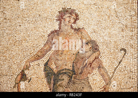 Mosaïque Dionysos ivre, 2e 100. A.C., Hatay, Musée archéologique d'Antakya, province de Hatay, Turquie Banque D'Images