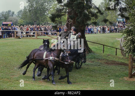 Le prince Philip, duc d'Édimbourg à la compétition de l'attelage. Windsor Horse Show. Berkshire, Angleterre, Royaume-Uni. Circa 1989 Banque D'Images