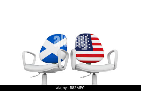 L'Ecosse et l'u des chaises. Relation international concept. Le Rendu 3D Banque D'Images