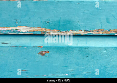 Close up of weathered wood background peint turquoise Banque D'Images