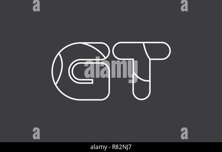 Gris blanc noir lettre alphabet gt g t combinaison logo design adapté pour une société ou entreprise Illustration de Vecteur