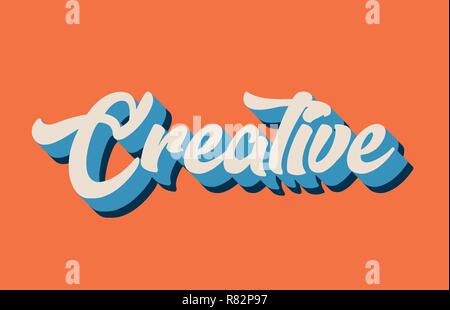Main créatrice écrit un texte pour typographie design en couleur blanc bleu orange. Peut être utilisé pour un logo, image de marque ou de la carte Illustration de Vecteur