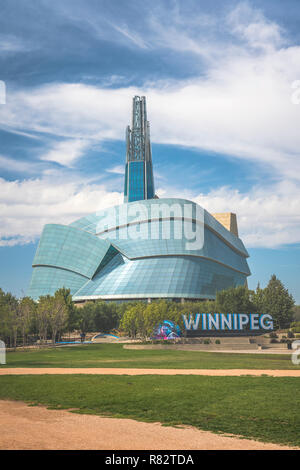Le Musée canadien pour les droits de l'homme à La Fourche, à Winnipeg, Manitoba, Canada. Banque D'Images