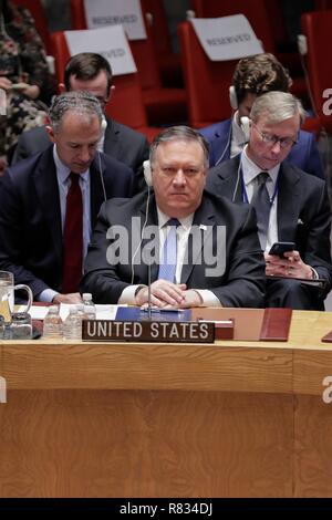 Organisation des Nations Unies, New York, USA, 12 décembre 2018 - Michael Pompeo, Secrétaire d'État, États-Unis d'Amérique lors d'une réunion du Conseil de sécurité sur l'Iran aujourd'hui au siège des Nations Unies à New York. Photo : Luiz Rampelotto/EuropaNewswire dans le monde d'utilisation | Banque D'Images