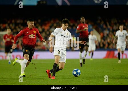 Valence, Espagne. 12 Décembre, 2018. Soler de Valence en action lors de la Ligue des Champions, match de football entre Valence et Manchester le 12 décembre, au stade Mestalla de Valence, Espagne. Foto : Xisco Navarro Cordon Cordon Crédit : Presse Presse/Alamy Live News Banque D'Images