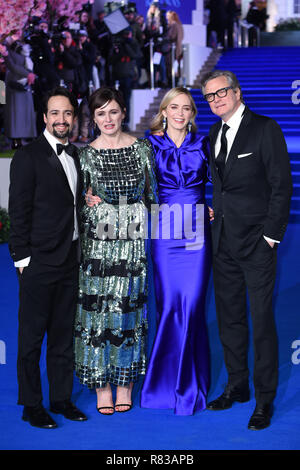 Londres, Royaume-Uni. 12 décembre 2018 : Lin-Manuel Miranda, Emily Mortimer, Emily Blunt & Colin Firth à l'UK premiere de "Mary Poppins" renvoie au Royal Albert Hall, Londres. Photo : Steve Sav/Featureflash Crédit : Paul Smith/Alamy Live News Banque D'Images