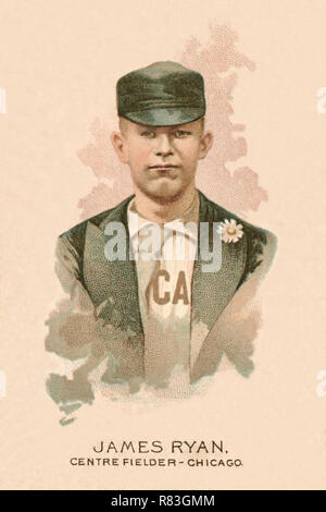 James Edward "Pony" Ryan, bas blancs de Chicago (Chicago Cubs), Allen et Champions du Monde 1888 Ginter. Banque D'Images