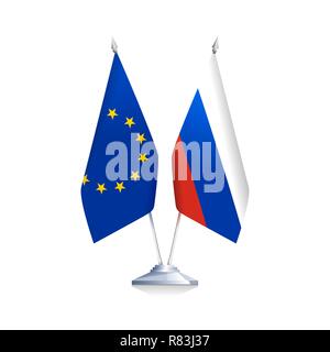 Drapeaux de l'Union européenne et la Russie Illustration de Vecteur