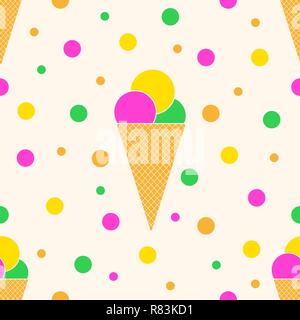 Motif transparent coloré avec de la crème glacée. Vector illustration. Ice cream cones dans télévision style. Illustration de Vecteur