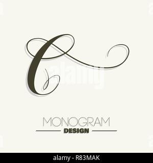 C Capital - lettrage main design monogram Illustration de Vecteur
