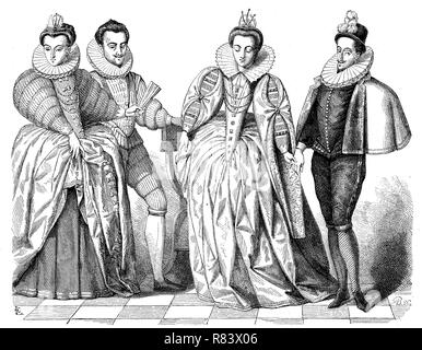 L'amélioration de la reproduction numérique, Louise de Lorraine, Louise de Lorraine, 1553-1601, le duc de Guise, Marguerite de Vaudémont et Anne de Joyeuse, à partir d'un tirage original de l'année 1855 Banque D'Images