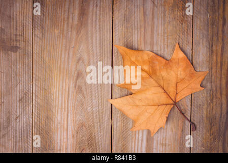 Les feuilles d'automne sur fond de bois.Avec copie espace . Banque D'Images