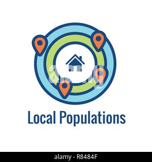 Ciblage géo localisation avec le positionnement GPS et l'icône Géolocalisation Illustration de Vecteur
