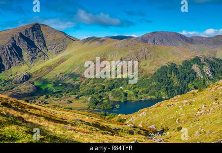 Glanmore Lake, le long de l'anneau de Beara, peu explorés et moins connue des touristes que l'Anneau du Kerry. Une beauté naturelle, paysages sauvages, Banque D'Images