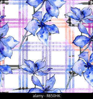 Orchidée fleur pourpre. Botanique Floral fleur. Motif de fond transparent. Papier peint texture tissu d'impression. Contexte aquarelle illustration set. Banque D'Images