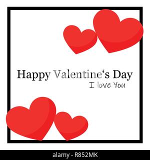 Valentines Day Greeting card en noir et blanc avec coeurs rouges vector illustration EPS10 Illustration de Vecteur