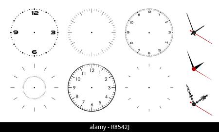 Horloge en blanc isolé sur fond blanc. Aiguilles d'horloge vectorielle. Pour regarder le design. Illustration de Vecteur