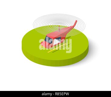 L'icône 3D isométrique de l'hélicoptère. Transport aérien pour les voyages et le travail. 3d télévision transport dimensionnel Illustration de Vecteur