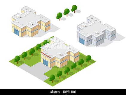 Boutique supermarché dimensions 3D Construction d'architecture moderne de construction urbaine. Carte dessin paysage Conception technique Vue d'en haut Illustration de Vecteur