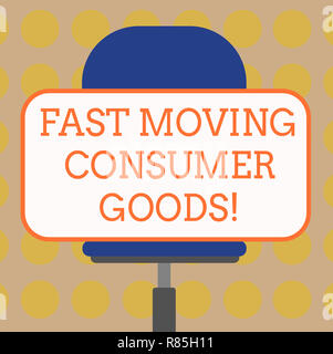 L'écriture de texte Word Fast Moving Consumer Goods. Concept d'affaires pour un volume élevé d'achats au détail Le consumérisme Forme rectangulaire blanc autocollant assis Banque D'Images