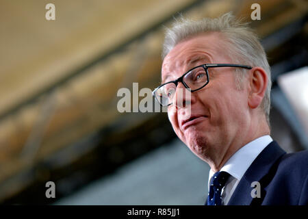 Michael Gove député (Con : Surrey Heath) sur College Green, Westminster, pour discuter le vote de confiance à Theresa May's leadership du parti conservateur P Banque D'Images