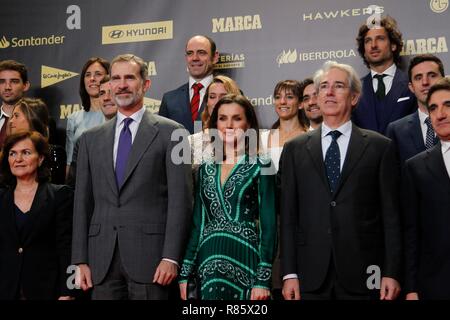 Rois d'Espagne Felipe VI et Letizia pendant 80 ans de " Marca " journal de Madrid Le jeudi , 13 décembre 2018 Banque D'Images